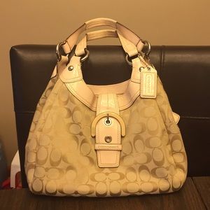 Blush and tan Coach purse. Excellent condition